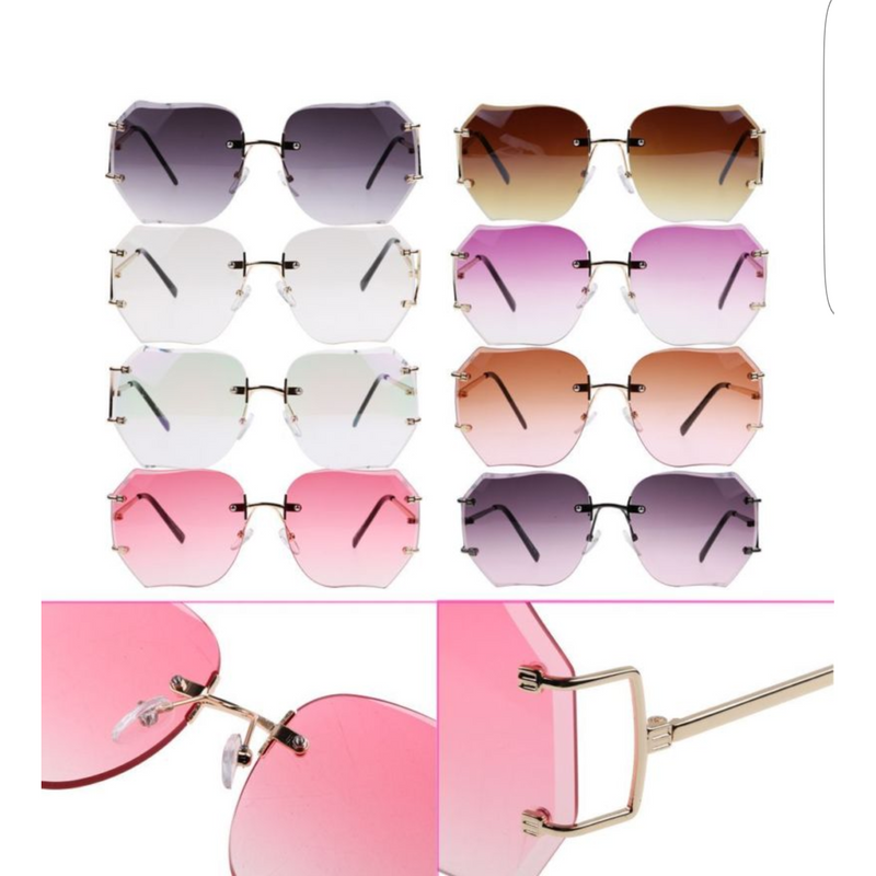 Oversized Retro Chic Rimless Sunglasses