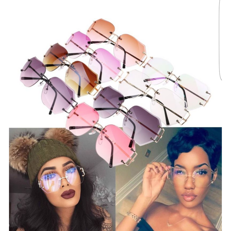 Oversized Retro Chic Rimless Sunglasses