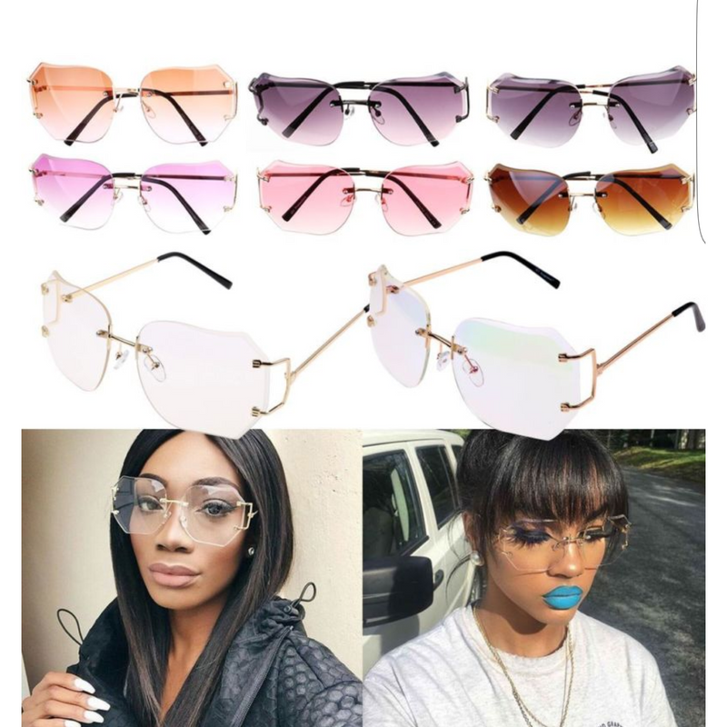 Oversized Retro Chic Rimless Sunglasses