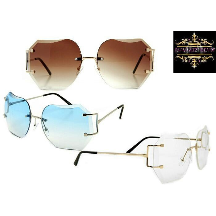 Oversized Retro Chic Rimless Sunglasses