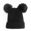 Double Fur Pom Pom Beanie Hat