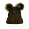Double Fur Pom Pom Beanie Hat