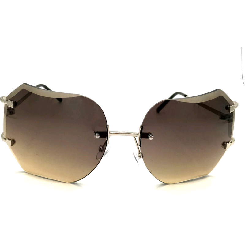 Oversized Retro Chic Rimless Sunglasses
