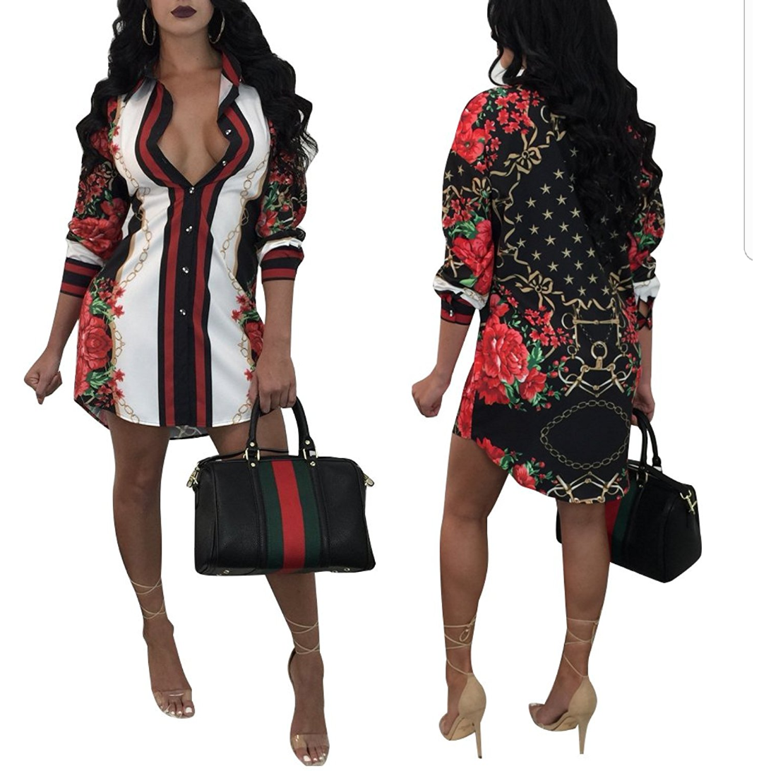 Vintage Floral Shirt Dress