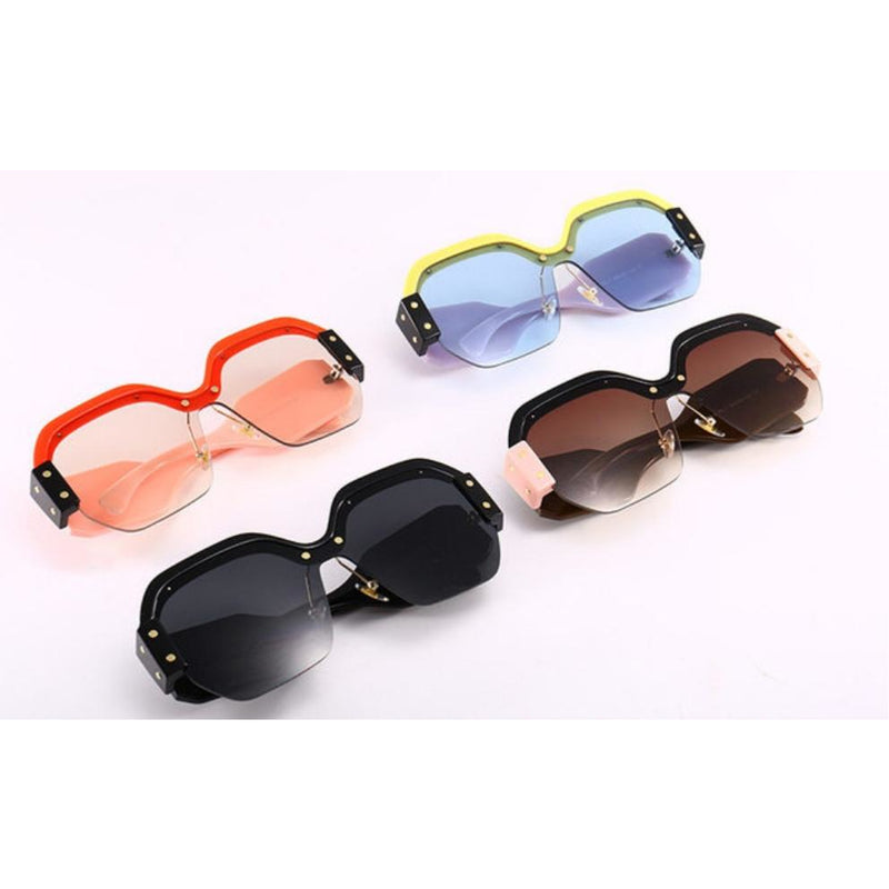 Color Block Semi Rimless Sunglasses