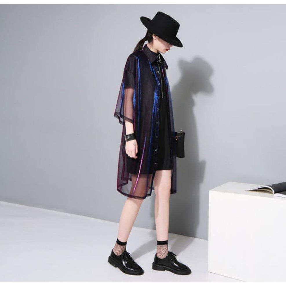 Transparent Galaxy Collar Shirt