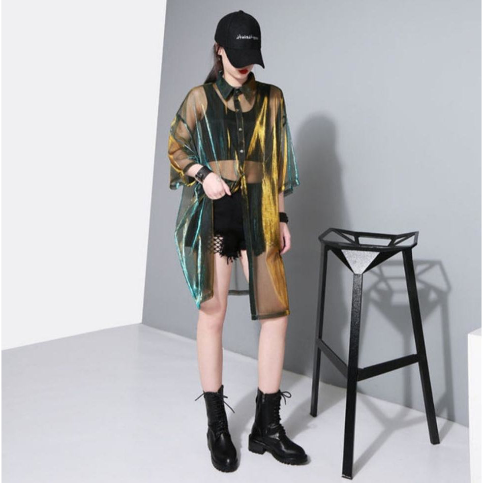 Transparent Galaxy Collar Shirt