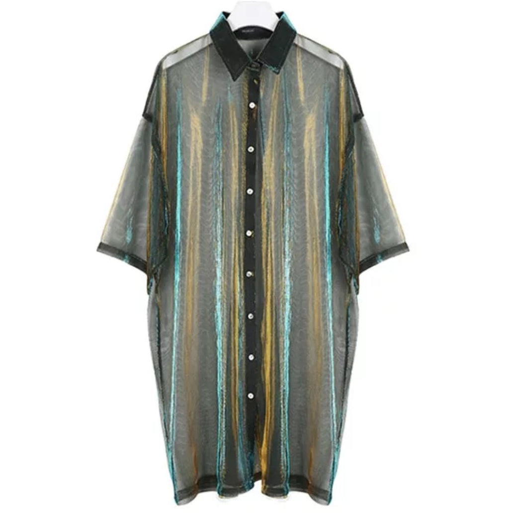 Transparent Galaxy Collar Shirt