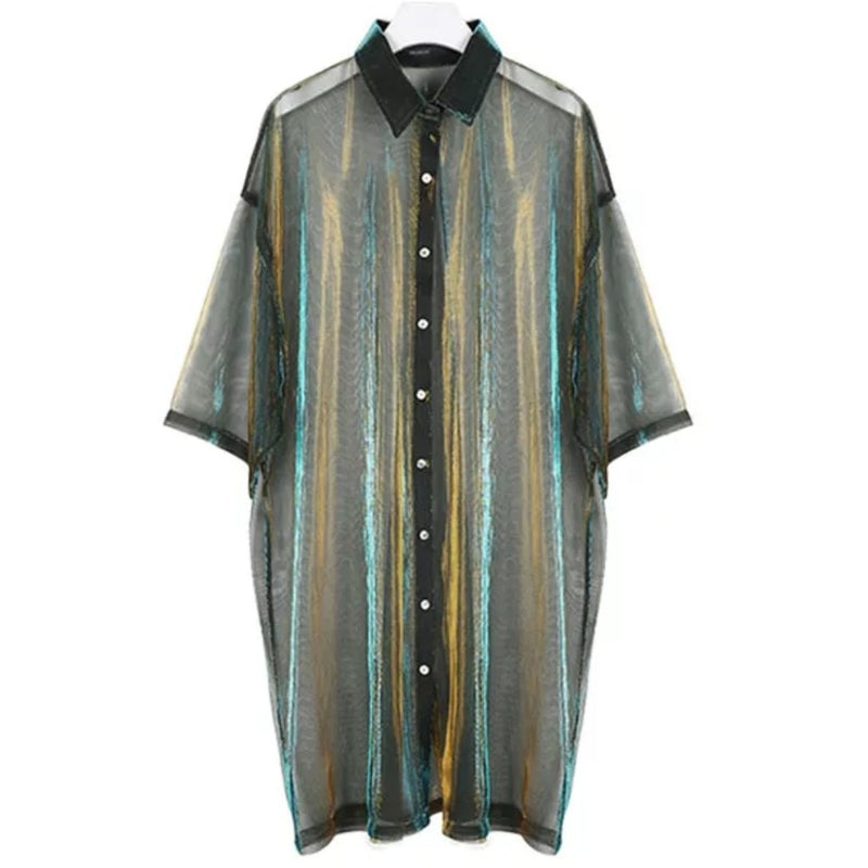 Transparent Galaxy Collar Shirt