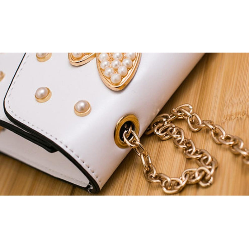 Rhinestone  Pearl Bee Handbag