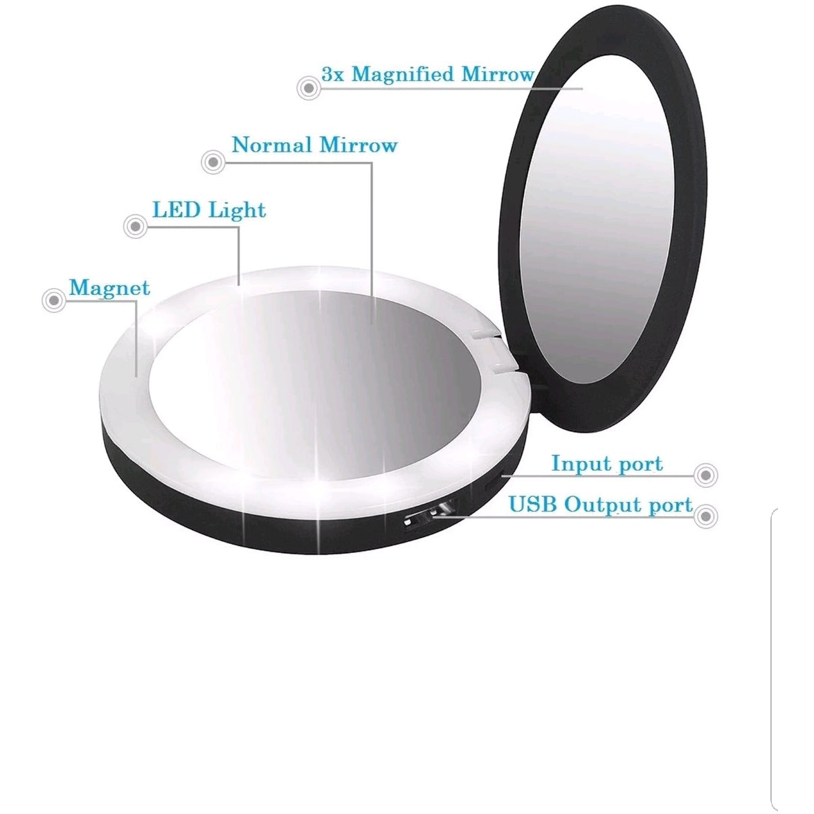 LED Compact Mirror Power Bank