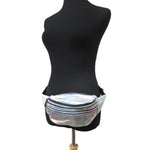 Holographic iridescent triple Zip Fanny pack