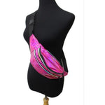 Holographic iridescent triple Zip Fanny pack