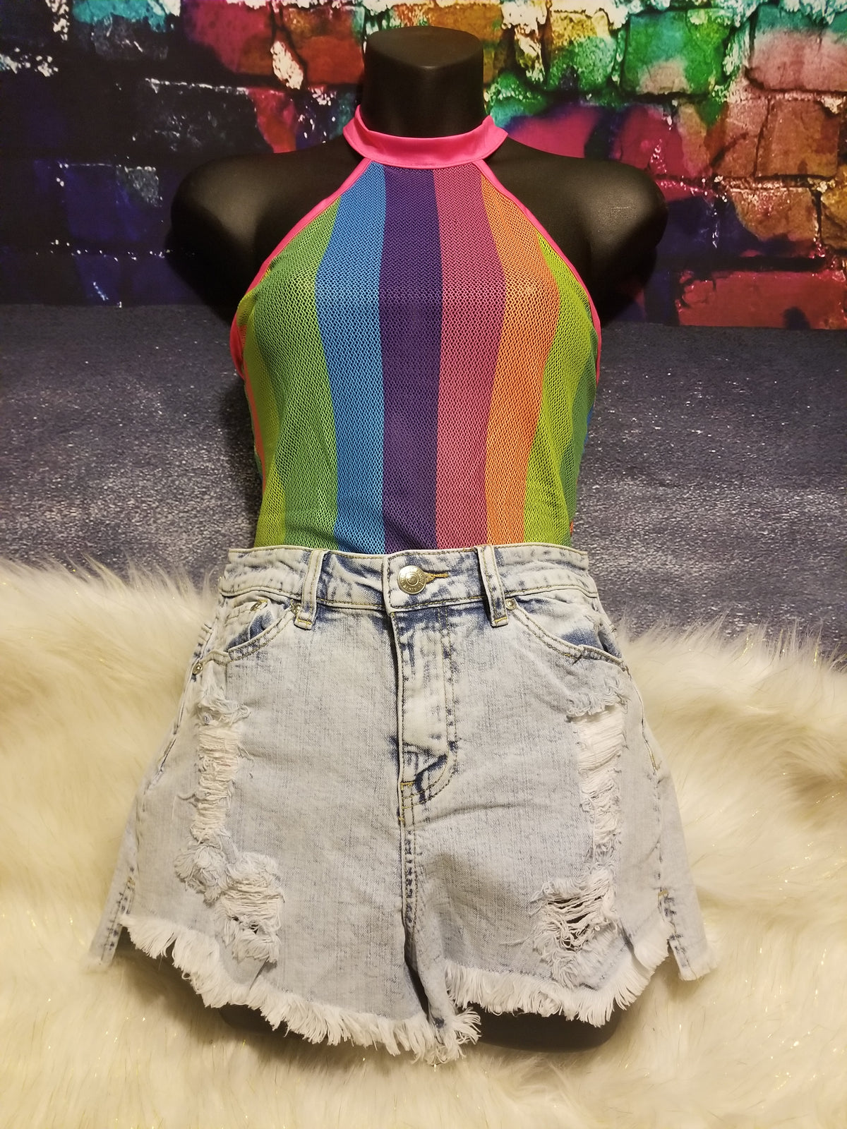 Distressed Denim shorts