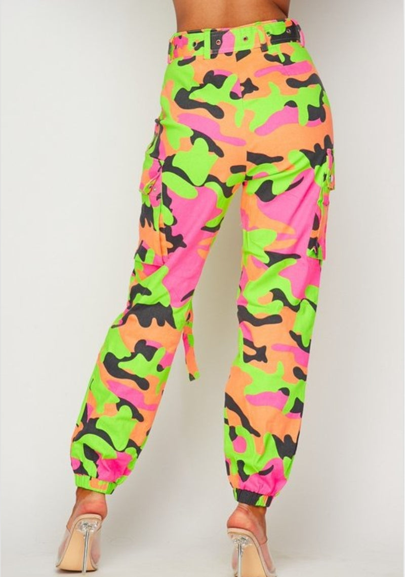 Neon Camo Cargo Pants