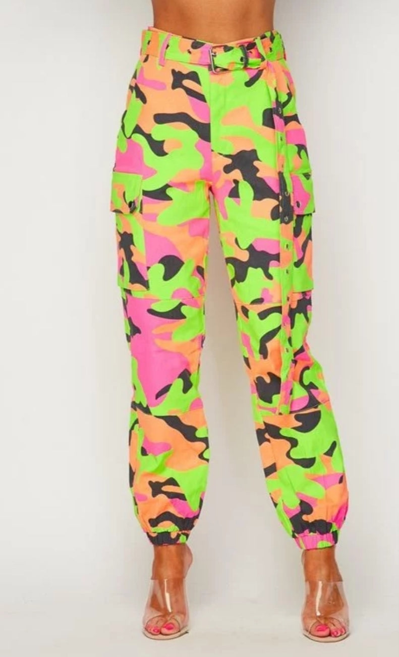 Neon Camo Cargo Pants