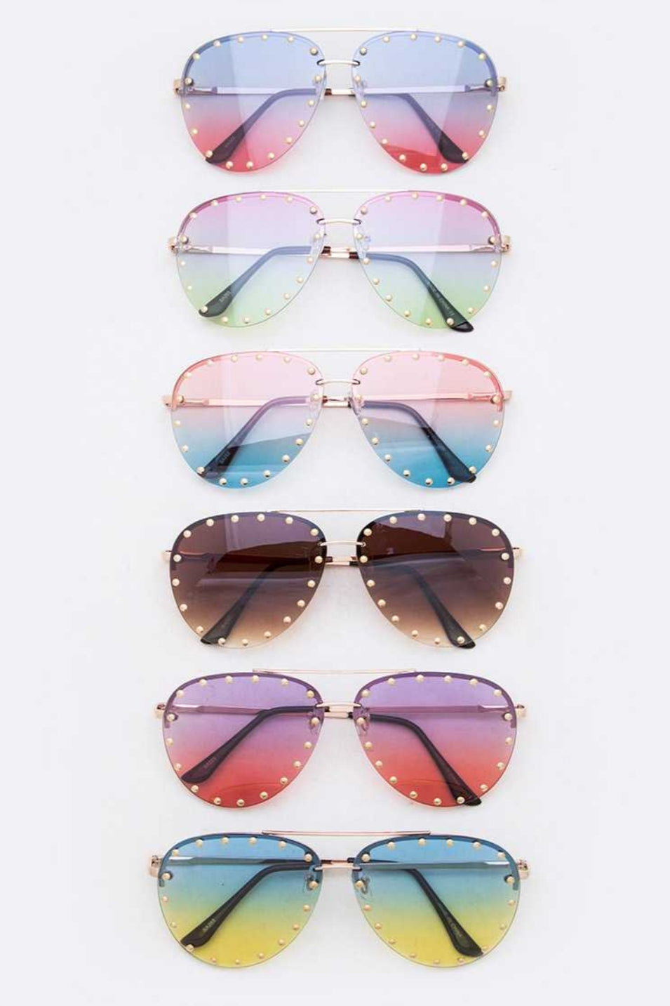 Ombre Studded Aviator Sunglasses