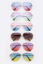 Ombre Studded Aviator Sunglasses