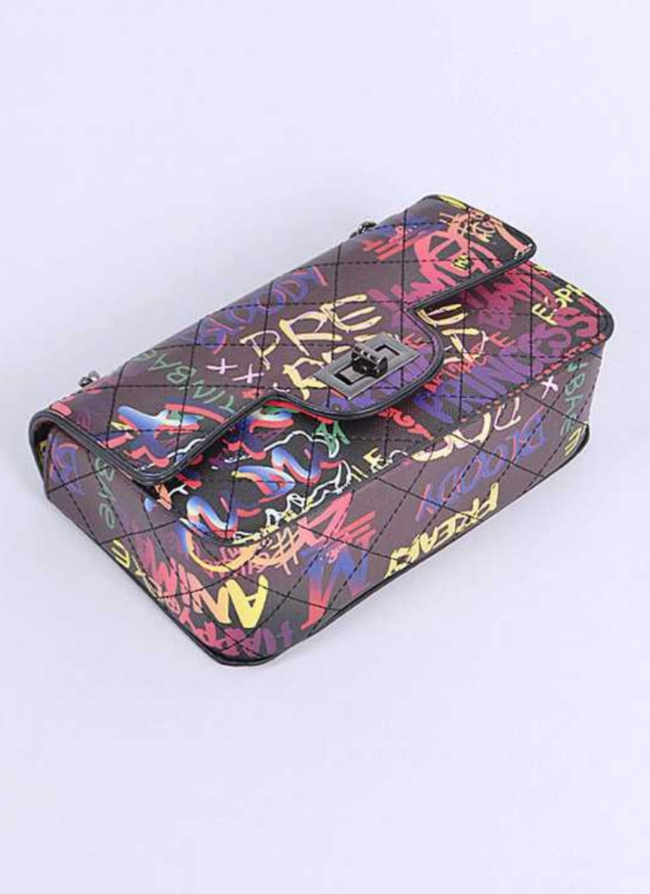 Quilted Graffiti Glam Handbag