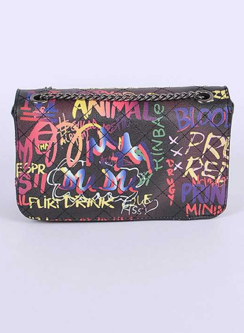 Quilted Graffiti Glam Handbag
