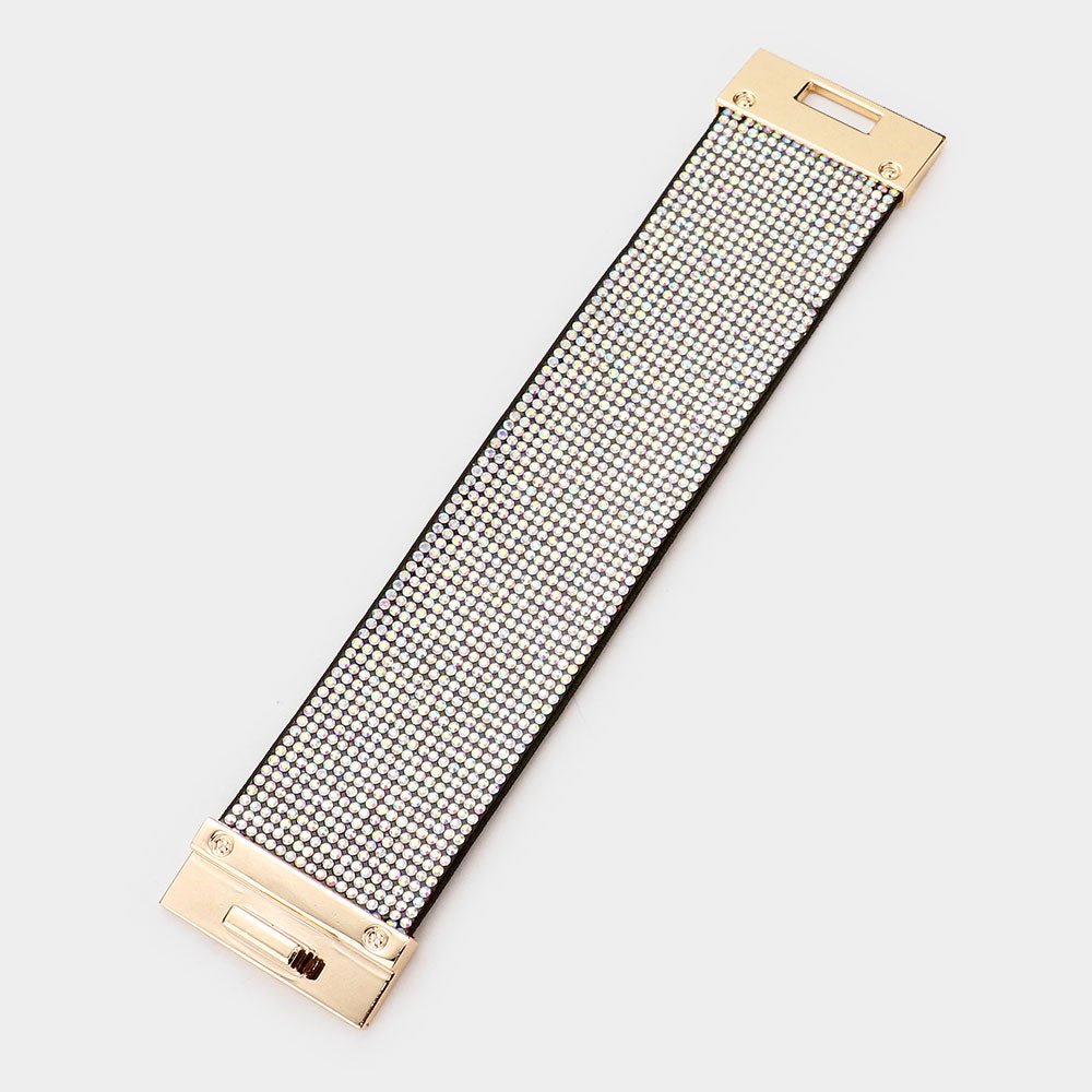 Rhinestone Lock Bracelet