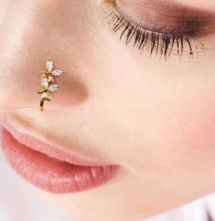 Double Butterfly Bling Nose Cuff