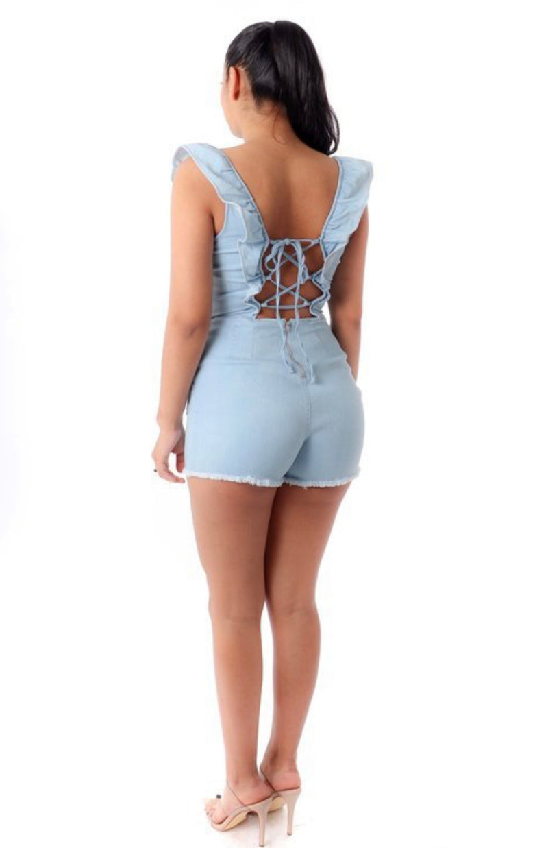 Classic Girl Denim Romper