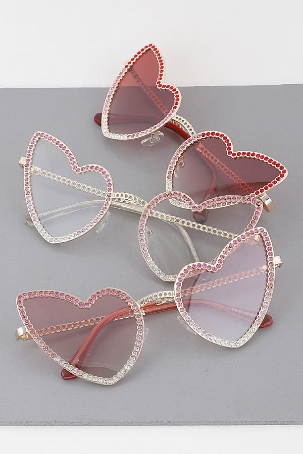 Rhinestone Heart Sunglasses