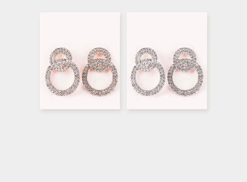 Rhinestone Double O Earrings (2 Pair)