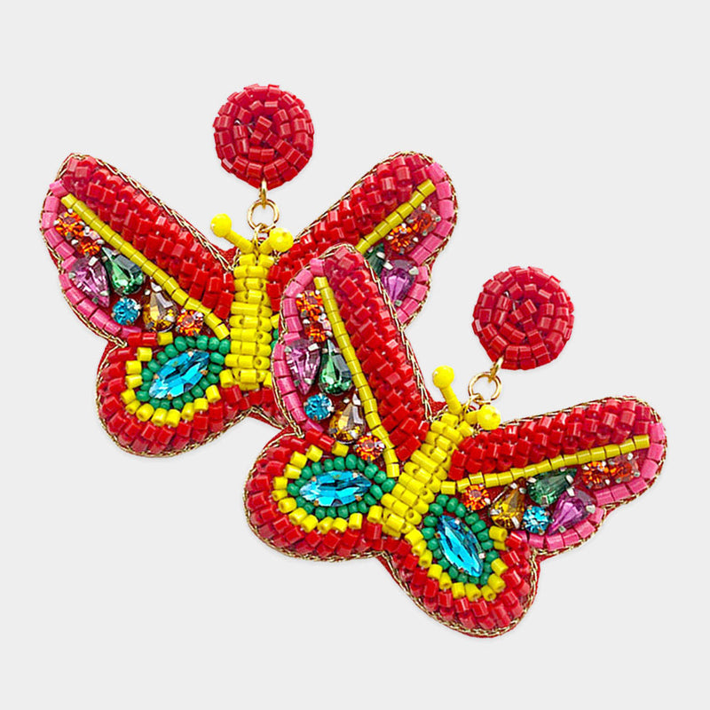 Butterfly Beaded Earrings