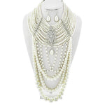 Crown OF Pearls Necklace Set (Silver)
