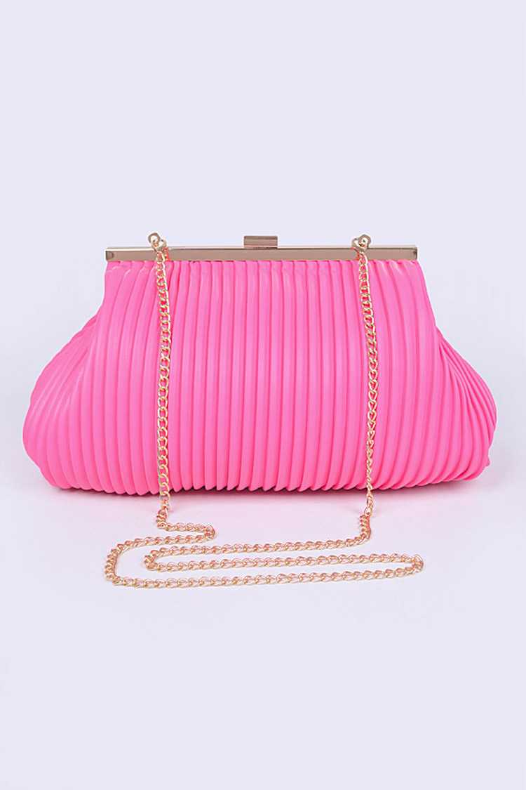 Pleated Faux Leather Clutch