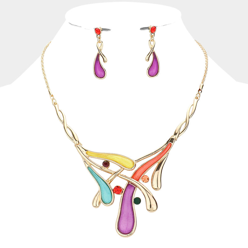 Abstract Necklace & Earring Set