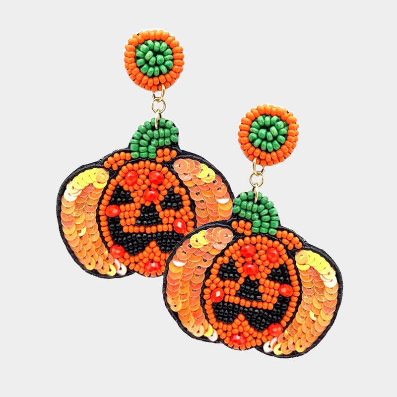 Sequin Pumpkin Earrings