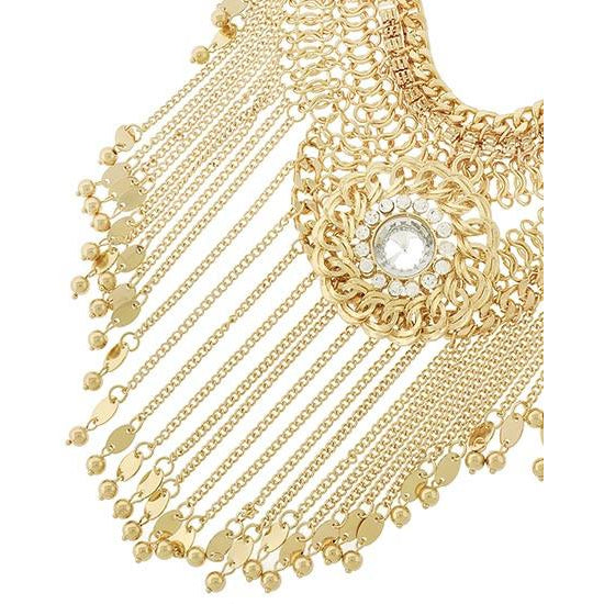 Golden Tassel Necklace & Earring Set