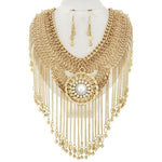Golden Tassel Necklace & Earring Set