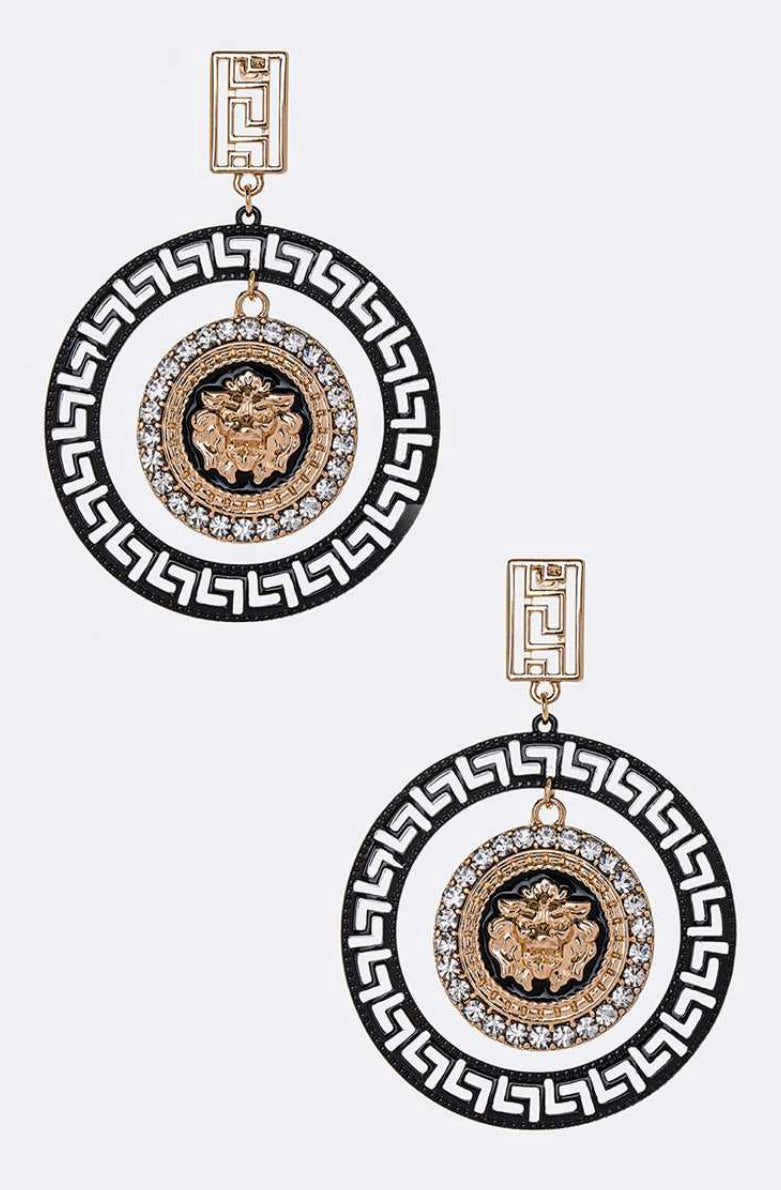 Lion Medallion Earrings