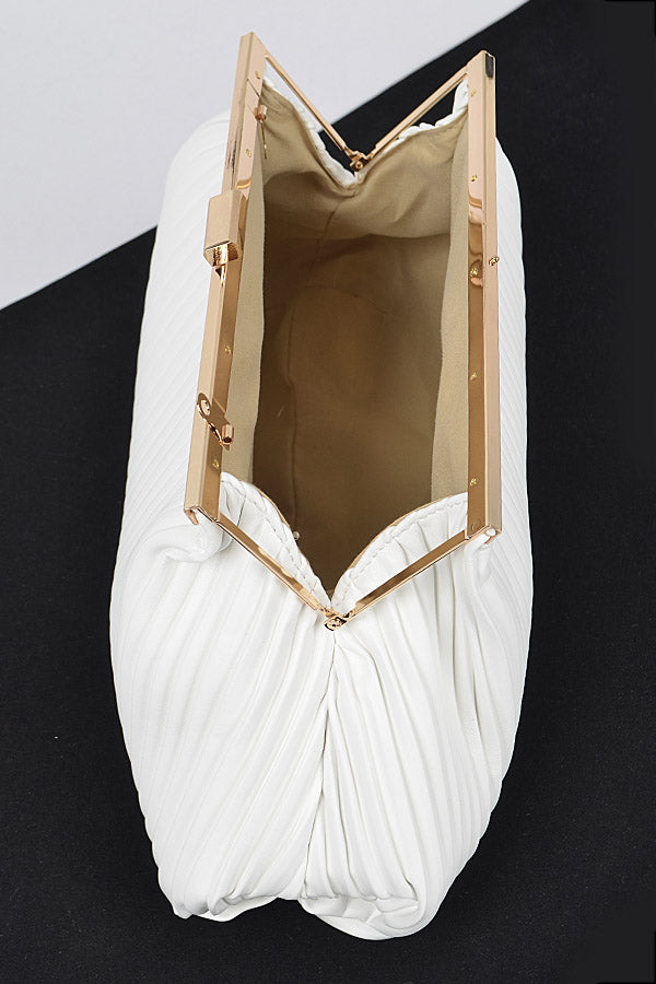 Pleated Faux Leather Clutch