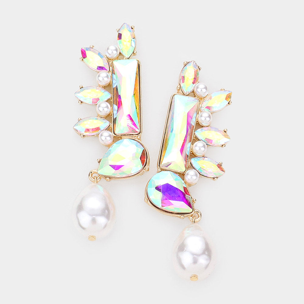 Teardrop Stone Cluster Earrings