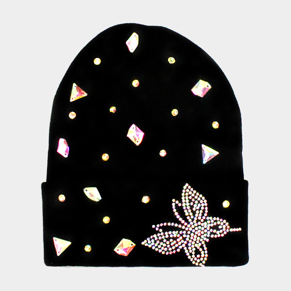 Bling Butterfly Beanie Hat