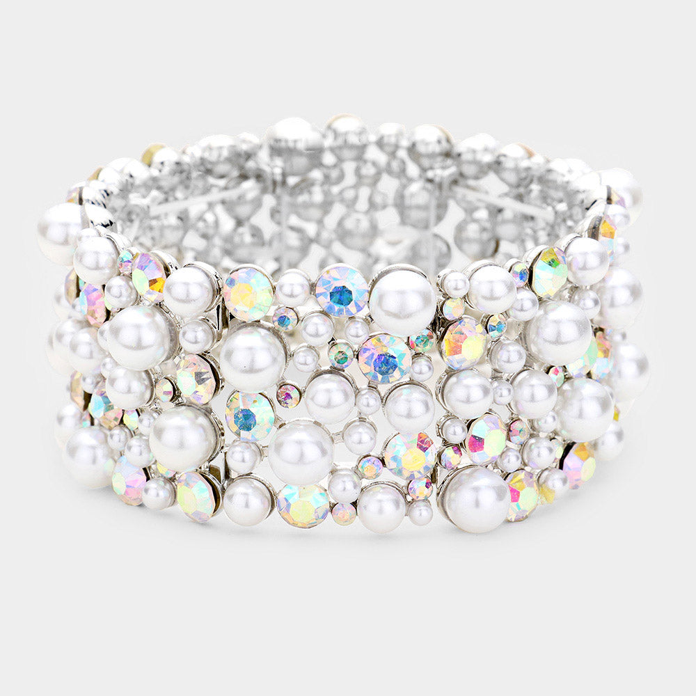 Pearl Rhinestone Stretch Bracelet