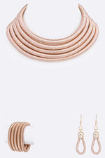 Metallic Cord 3Pc Necklace Set