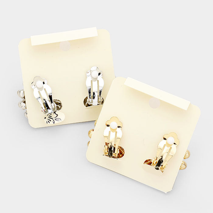 Flower Stud Earrings( Clip On Set)