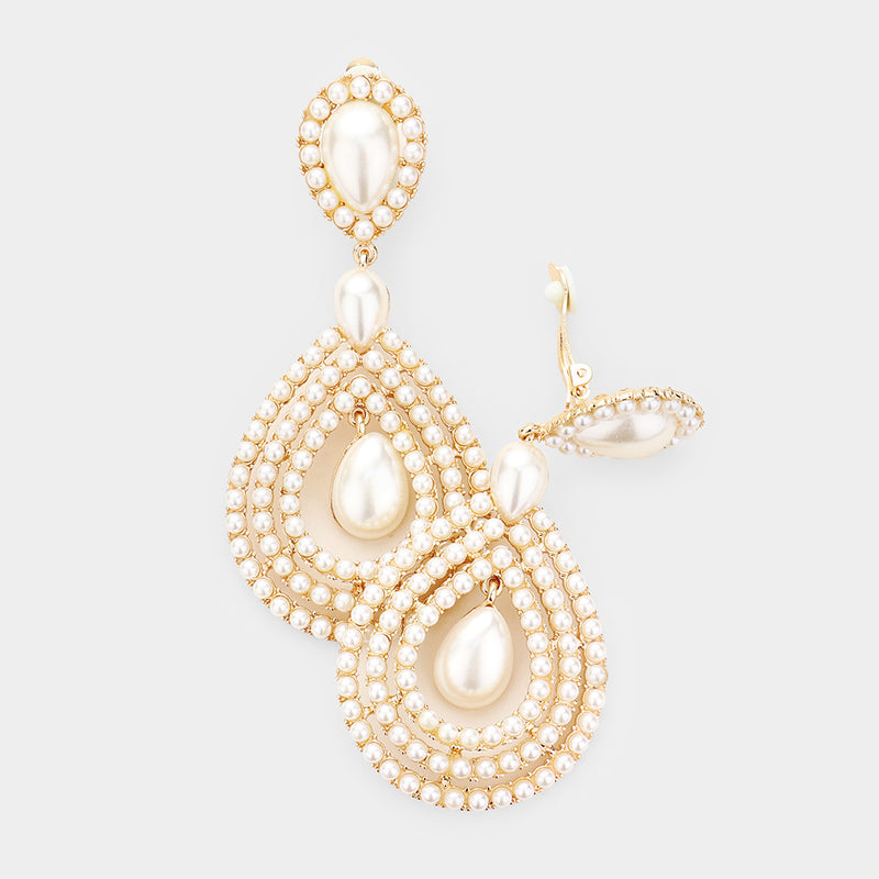 Crystal Reign Teardrop Earrings (Clip On)