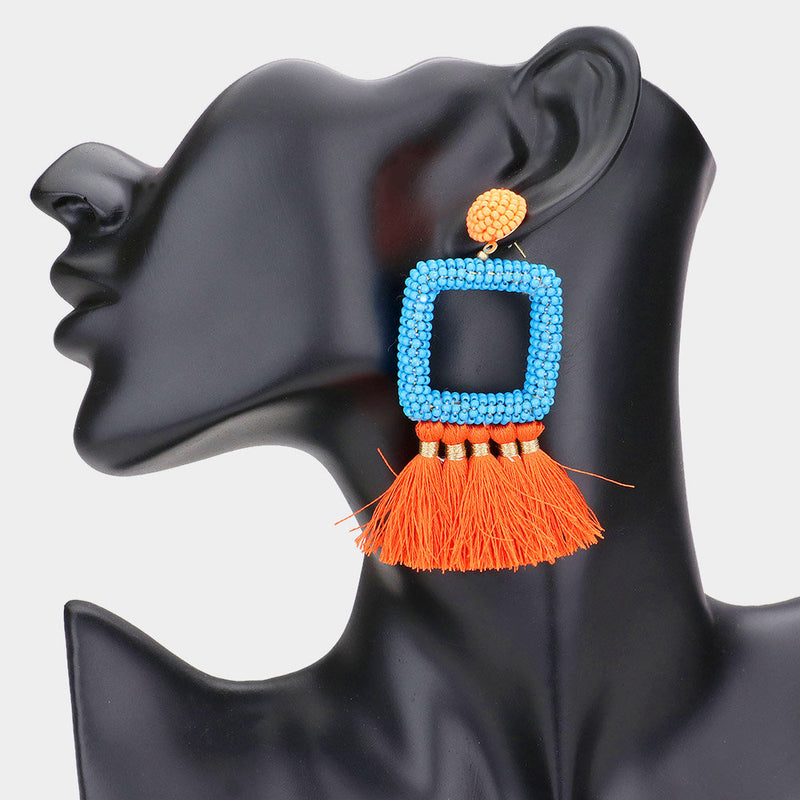 Beaded Dangle Tassel Earring