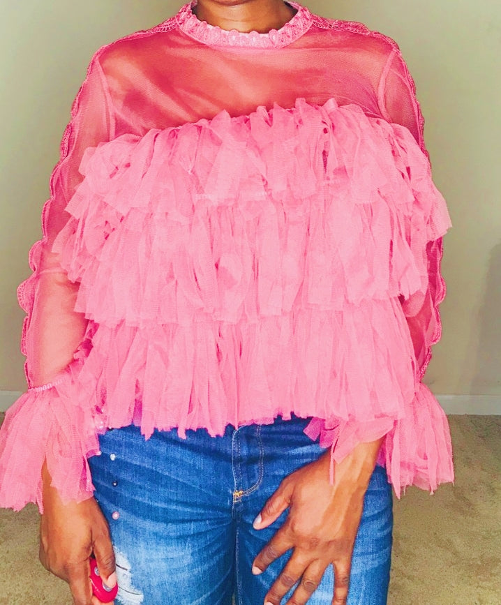 Feminine Blush Tiered Ruffle Blouse