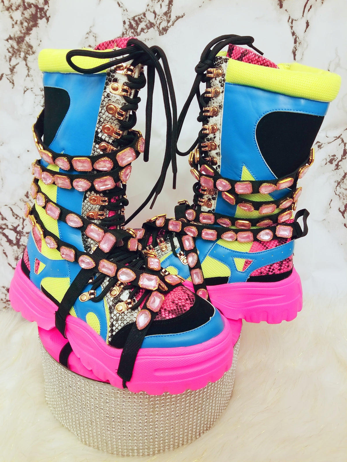 Take a hike Bejeweled boots (pink crystals)