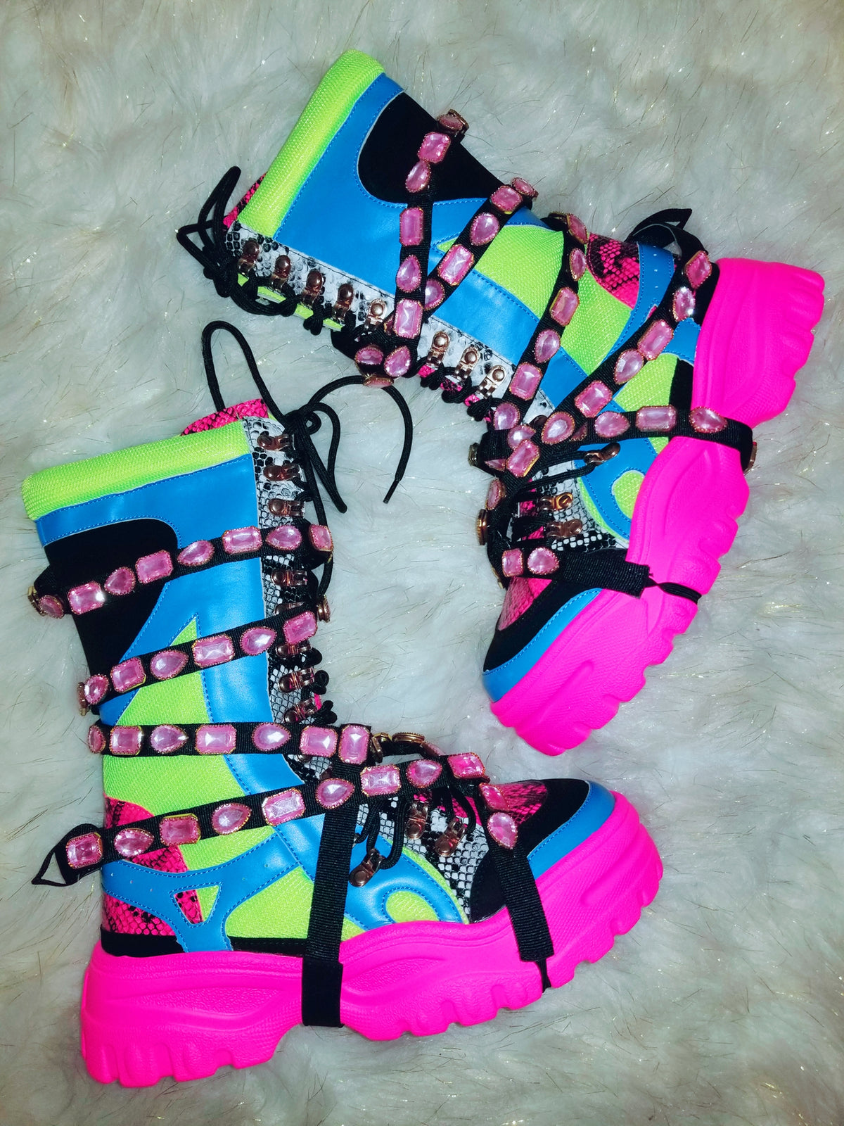 Take a hike Bejeweled boots (pink crystals)