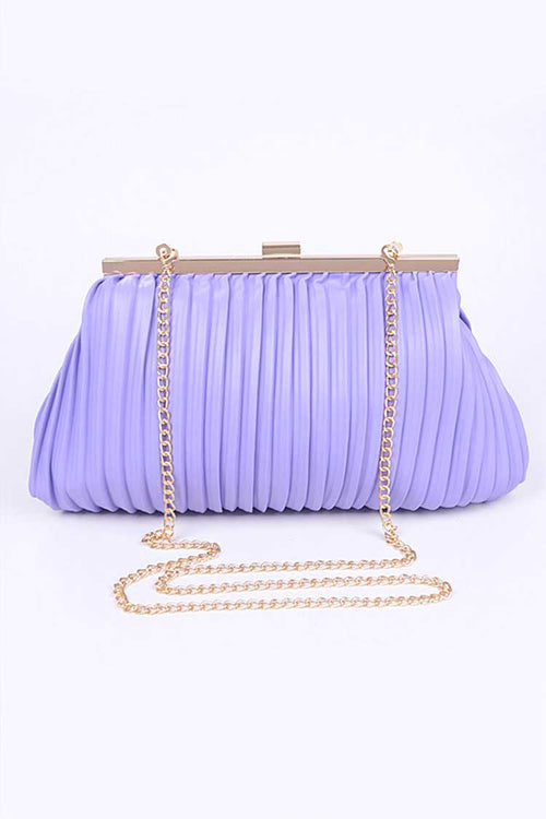 Pleated Faux Leather Clutch