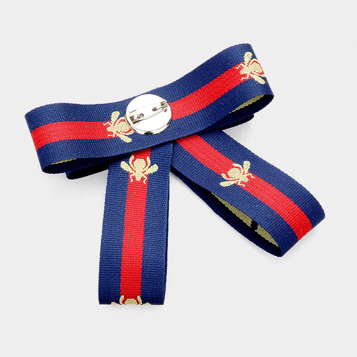 Grosgrain Honey Bee Ribbon Bow Brooch